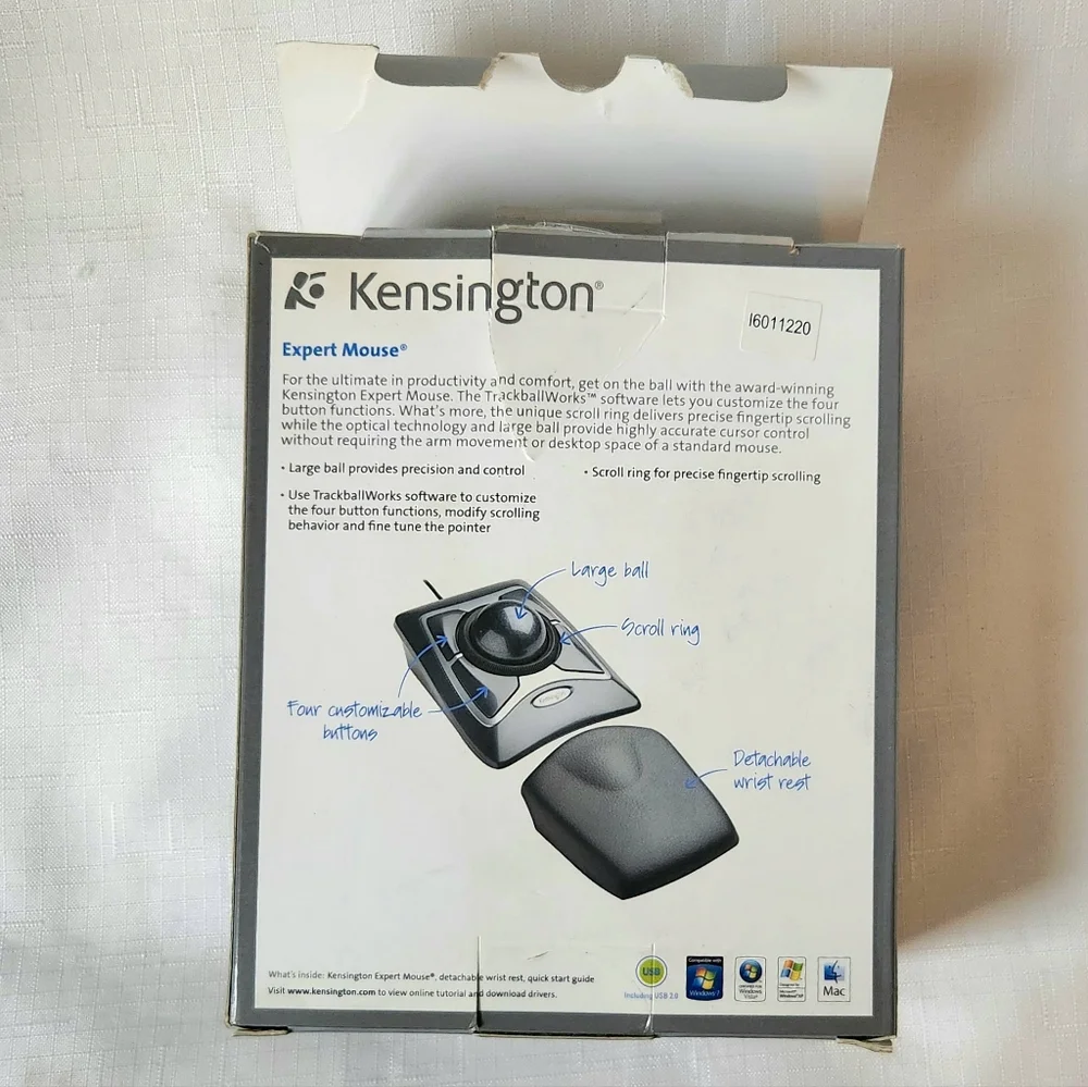Kensington Expert Mouse Model K64325 USB Track Ball Mouse wired Opend box black